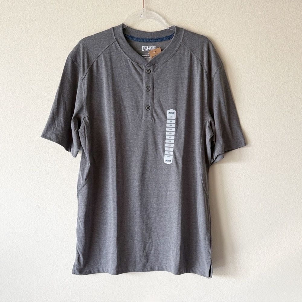 Duluth Trading Co Coolmax Short Sleeve Henley Shirt In Gray